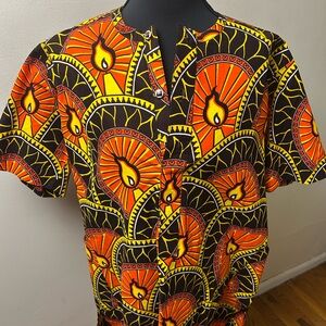 Vibrant Orange and Yellow Men's Shirt